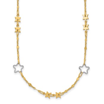 14K Two-tone Polished Star Necklace