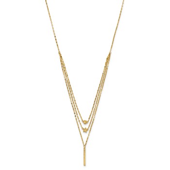 14K Three Strand Diamond-cut Bead/Star/Bar 18 inch Necklace — alternate view
