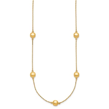 14K Polished Beads 5-Station 16 inch Necklace Plus 2 inch Extender — alternate view
