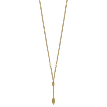 14k Fancy Y Diamond-cut Drop w/1in ext. Necklace — alternate view