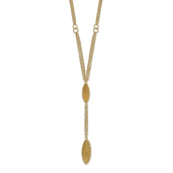 14k Fancy Y Diamond-cut Drop w/1in ext. Necklace