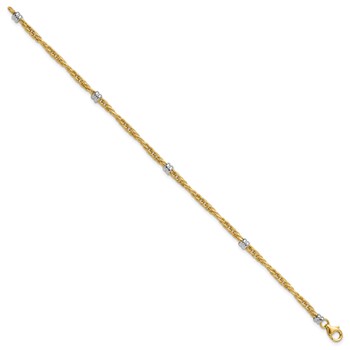 14K Two-tone Polished 3.6mm Fancy Beaded 5-Station 7.5 inch Bracelet — alternate view