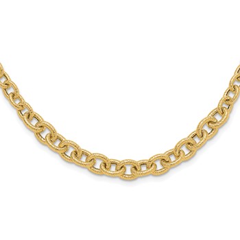 14K Textured and Graduated Fancy Link Necklace