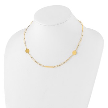 14K Polished Paperclip Link with Circles and Bars 18 inch Necklace — alternate view
