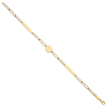 14K Polished Paperclip Link with Circle and Bars 8.25 inch Bracelet — alternate view