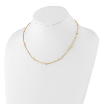 14k Mirror Beads and Diamond-cut Rope Chain 7-Station 18 inch Necklace — alternate view