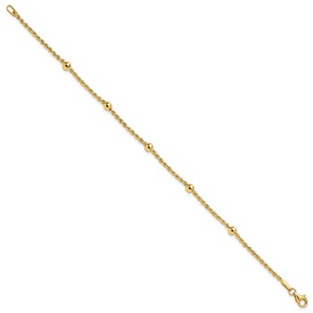 14k Mirror Beads and Diamond-cut Rope Chain 5-Station 7.5 inch Bracelet — alternate view
