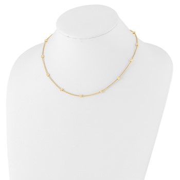 14K Polished Diamond-cut Beads and Mesh Chain 17 inch Necklace — alternate view