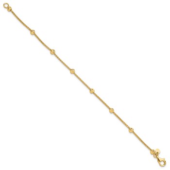 14K Polished Diamond-cut Beads and Mesh Chain 7.5 inch Bracelet — alternate view