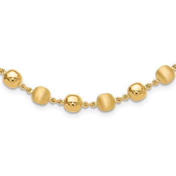 14K Polished and Satin 5.5mm Puffed Circles 17.75 inch Necklace