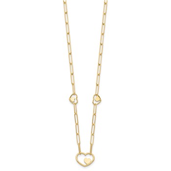 14K Paperclip Link Heart 16in w/2in ext. Necklace — alternate view