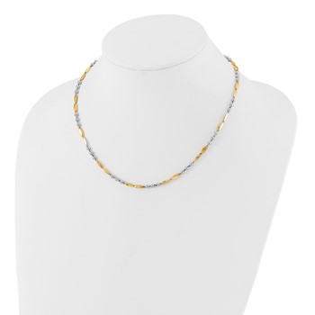 14K Two-tone Polished Beads and Oval Bars 18 inch Necklace — alternate view