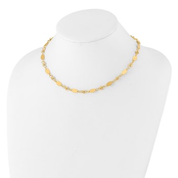 14K Polished and Dia-cut Beaded Fancy Plus 1in ext. Necklace — alternate view