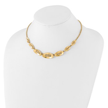 14K Polished and Textured Fancy Plus 2in ext. Necklace — alternate view