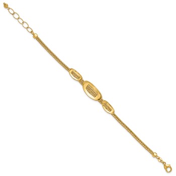 14K Polished and Textured Fancy Plus 1.5in ext. Bracelet — alternate view