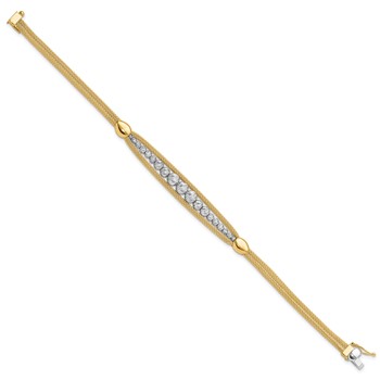14K Two-tone Polished and Diamond-cut Beaded Fancy Bracelet — alternate view