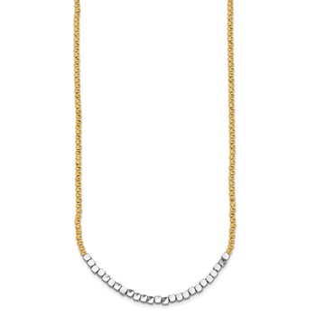14K Two-tone Diamond-cut Beaded 18in Necklace — alternate view