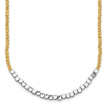 14K Two-tone Diamond-cut Beaded 18in Necklace