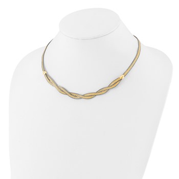 14k Two-tone 17in w/2in Ext. Mesh Necklace — alternate view