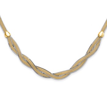 14k Two-tone 17in w/2in Ext. Mesh Necklace