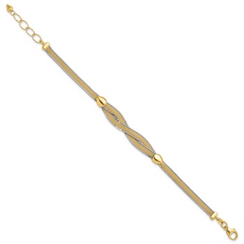 14k Two-tone 6.75in w/1in Ext. Mesh Bracelet — alternate view