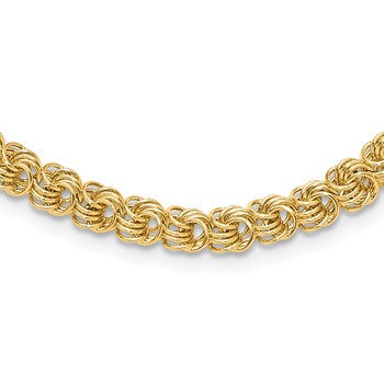 14K Polished 5.3mm Fancy Triple Link 18 inch Necklace