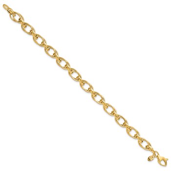 14K Polished 7.5mm Fancy Double Link 8 inch Bracelet — alternate view