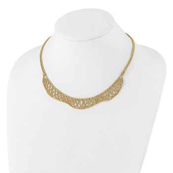 14K Diamond-cut Braided Rope Chain Fancy Front Drape 17.25 inch Necklace — alternate view
