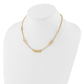 14K Polished Linked Circles with Chain 5-Station 17 inch Necklace — alternate view