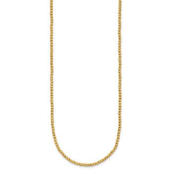 14K Polished and Diamond-cut Round Beaded 18 inch Necklace — alternate view