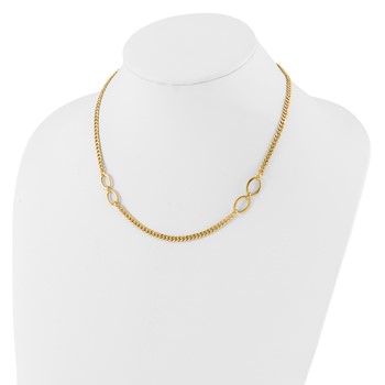 14K Polished Fancy Oval Links Curb Necklace — alternate view