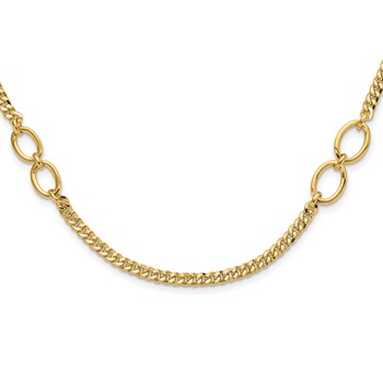 14K Polished Fancy Oval Links Curb Necklace