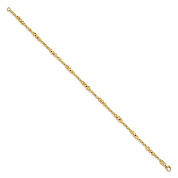 14K Diamond-cut Beaded 7.5 inch Bracelet — alternate view