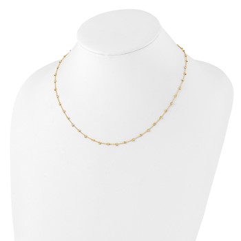 14K Polished and Diamond-cut Beaded 16 inch Necklace Plus 2 inch Extender — alternate view