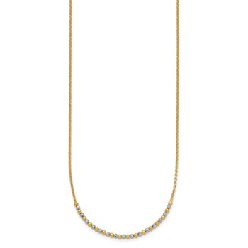 14K Two-tone Diamond-cut Beaded 18 inch Necklace — alternate view