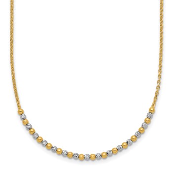 14K Two-tone Diamond-cut Beaded 18 inch Necklace