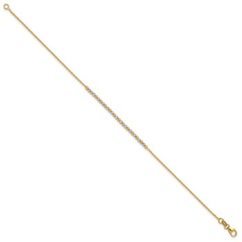 14K Two-tone Diamond-cut Beaded 7.5 inch Bracelet — alternate view