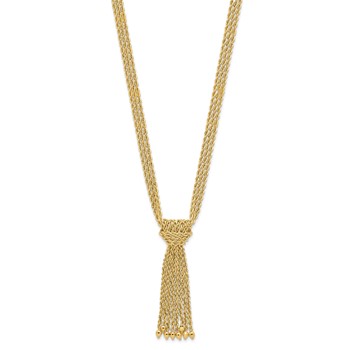 14K Polished and D/C Multi-Strand Rope w/ Drop Knot and Beads Necklace — alternate view