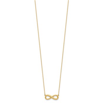 14k Polished Infinity Symbol 16.5 inch Necklace Plus 1 inch Extender — alternate view