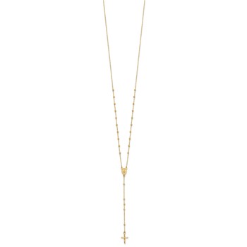 14K Polished Cross and Miraculous Medal Beaded 24.5 inch Rosary — alternate view