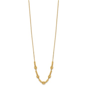 14K Polished Fancy Link Beaded Necklace — alternate view