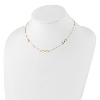 14K Polished Infinity Symbol 16 inch 3-Station Necklace Plus 2 inch Extender — alternate view