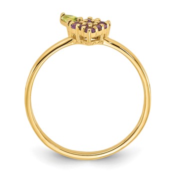 14K Amethyst and Peridot Grapes Size 7 Ring — alternate view