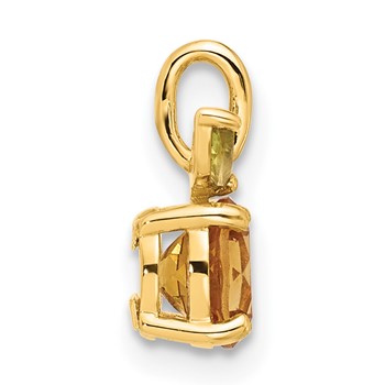 14K Round Citrine and Peridot Orange Pendant — alternate view