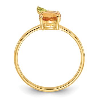 14K Round Citrine and Peridot Orange Size 7 Ring — alternate view