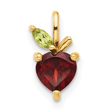 Image of 14K Gold Garnet and Peridot Apple Chain Slide