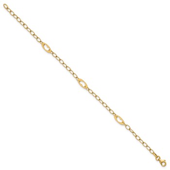 14k Polished Cut-out Hearts and Cable Links 7.25 inch Bracelet — alternate view