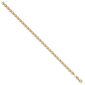 14k Polished Fancy Beaded Link 7 inch Bracelet — alternate view