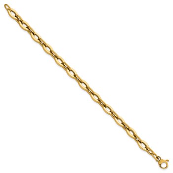 14k Polished Fancy Flat Cable Link 7.5 inch Bracelet — alternate view