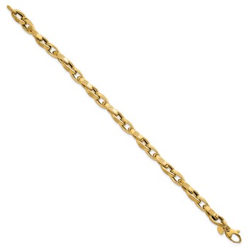 14k Polished Fancy Textured Oval Twisted Open Link 7.5 inch Bracelet — alternate view